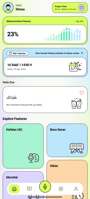 hafalQ Home Screen UI